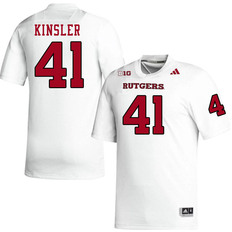 Men #41 Jordan Kinsler Rutgers Scarlet Knights 2024 College Football Jerseys Stitched-White